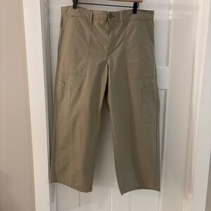 AGOLDE Daria Utility Crop Wide Leg Pants Women's Size 32 Khaki Beige Cotton $252
